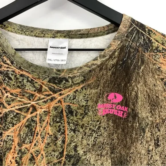 MOSSY OAK Brush Camo Set, T-Shirt and Pants Green Beige Brown 2XL / 14 - Picture 3 of 10